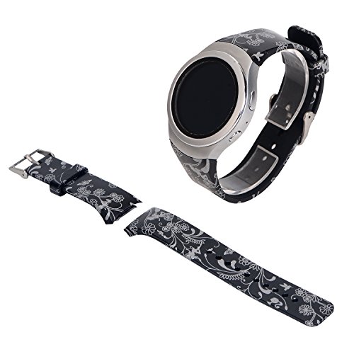 Pinhen Gear S2 Correa Samsung Galaxy Gear S2 Soft Silicone Replacement Sport Correa for Samsung Gear S2  Not Fit Gear S2 Classic SM-7320 Version   Black   ColorC 