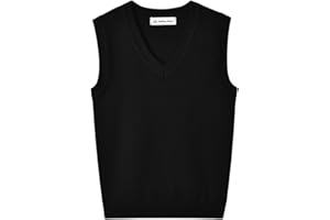 SMILING PINKER Boys Girls Vest V-Neck School Uniform Sleeveless Knitted Top Cotton Jumper