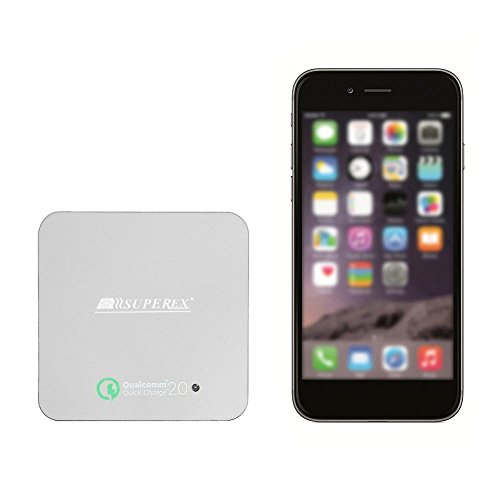 SUPEREX® Ladegerät schnellladegerät Lader Adapter Schnelle Ladefunktion slim USB Wall Charger 40W 5-Port für Samsung Galaxy S7 S6 / Sony Xperia Z5 Z4 Z3 / HTC / LG / Sharp Aquos[Qualcomm Quick Charge 2.0] – Silber - 2