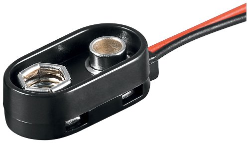 Preisvergleich Produktbild Batterieclip für 9-V Blöcke, I-Form, Plastikhehäuse mit Schutzkragen