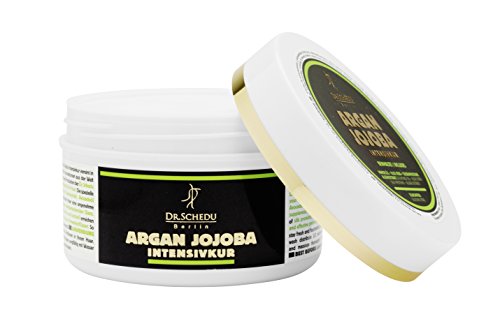 Dr. Schedu Berlin Argan Jojoba Intensivkur 200ml, mit Seidenproteinen, Mandelöl, Algenextrakt, Aloe Vera, Shea Butter und Avocadoöl, für trockenes und strapaziertes Haar, silikonfrei und tierversuchsfrei - 5