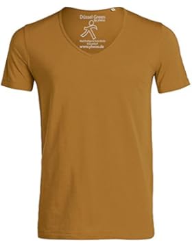 Herren Slub T-Shirt mit weitem V-Ausschnitt aus 100% Bio-Baumwolle, V-Neck tiefer Ausschnitt, Bio Kurzarm V TShirt...