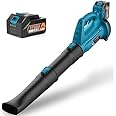 Leaf Blower, 320 CFM 150 MPH Cordless Leaf Blower with Battery and Charger, 21V 4.0Ah Electric Leaf Blower with 2 Section Tubes 6-Speed Dial for Lawn Care, Yard, Work Around The House