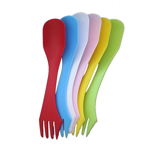 LUFA 6Pcs Multifunktionale 3 in 1 Gabel Löffel Spork Farben Besteck Sätze 17*3.5cm