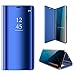 Produktbild zanasta Tasche kompatibel mit Huawei P30 Lite Hülle Spiegel Flip Case mit Standfunktion, Schutzhülle Blau