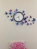NO:1 12 Stück Mode 3D Schmetterling Magnetisch Wandsticker Wandaufkleber DIY Wandverzierung Wanddeko – Blau - 7