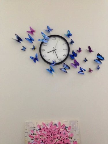 NO:1 12 Stück Mode 3D Schmetterling Magnetisch Wandsticker Wandaufkleber DIY Wandverzierung Wanddeko – Blau - 7