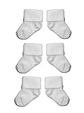 Baby Boys/Girls Cute Roll Over Socks 3 PAIRS - Plain White (Newborn)