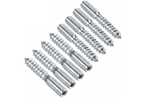 TERF M6 (6mm) X 40mm Wood to Metal Screw Dowels Hanger Double Headed Bolts Dowel For Woodworking Connector Joining Furniture Legs Professional Carpenters DIY and Craft Projects - Pack of 8, Silver