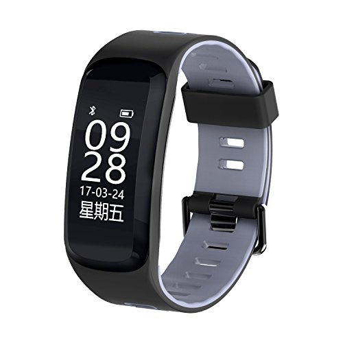 Bluetooth 4.0 F4 Fitness Tracker, Pashion Heart Rate Monitor Watch Step Walking Sleep Counter Wireless Smart Wristband Pedometer Waterproof Sports Bracelet for IOS Android System - Grey