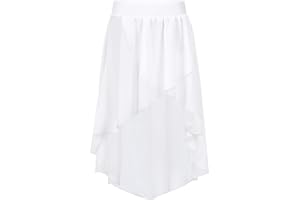 Jhaoyu Kids Girls Lyrical Ballet Dance Skirts Chiffon High-Low Wrap Skirts Ballroom Dancing Practice Costume