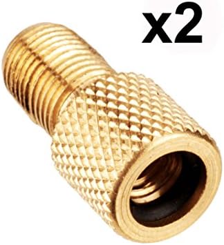 Brass Adaptor Type Presta To Schrader Valve Bike Car Pump Connector Adapter Bag. (2 x Adaptor Presta to Schrade)