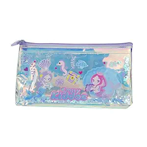 Smily Kiddos Mermaid Pencil Pouch with Drift Glitter (Purple) Holographic Pencil Pouch/Case for Kids Best Return Gift Pencil Case Glitter Pencil Pouch with Large Capacity