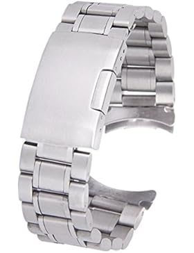 UEETEK 20mm Premium Qualität solide Links Bracelet Watch Band Edelstahlarmband gebogene Ende