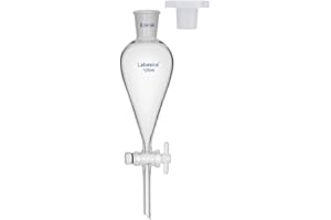 Labasics Imbuto Separatore Conico a Parete Pesante in Vetro Borosilicato con 24/29 Giunti e Rubinetto di Arresto in PTFE, 125 ml