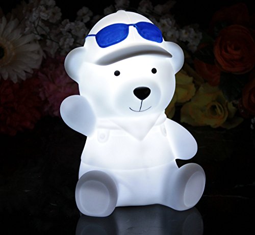 Light Up Teddy Bear Lamp - Colour Changing LED Battery Sensory Night Light for Children, Kids Bedroom, Baby by PK Green