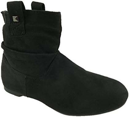 Ladies Flat Pull On Faux Suede Ankle Pixie Boots Fleece Lined Black Size UK 3-8 (UK 6)