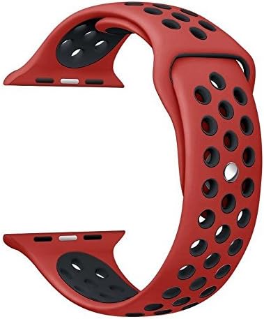 Noya Apple Watch Band Nike+ Series 1 Series 2 Series 3, Soft Silicone Replacement Sport Wristband Wrist Strap for iWatch Nike Sport Band M/L (42mm, Red/Black)