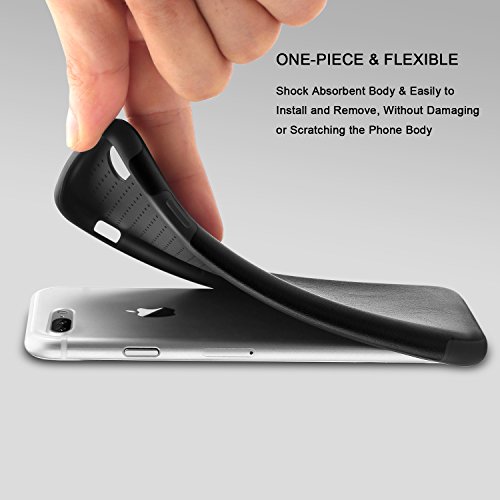 TENDLIN Funda iPhone 7 Plus Funda iPhone 8 Plus Cuero Silicona TPU H  brido Suave Carcasa para iPhone 7 Plus y iPhone 8 Plus  Negro 