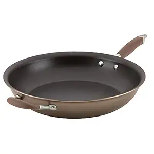 Anolon Advanced Hard Anodized Nonstick Frying Pan / Fry Pan / Hard Anodized Skillet with Helper Handle - 14 Inch, Brown,84121,Bronze