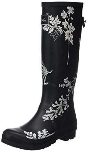 Joules Welly Print, Botas de Agua para Mujer, Negro (Black Botanical), 38 EU
