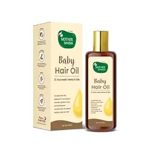 Mother Sparsh Ayurvedic Baby Hair Oil with 21 Herbs & Oils for Babys Tender Scalp & Hair, 100 ML