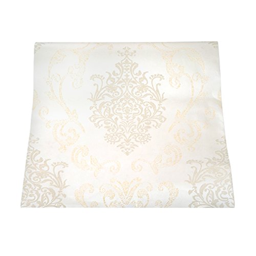 Auralum® 10M x 53CM Vliestapete Damaskus Muster Tapeten Mustertapete Beflockung in Backstein Tapeten für Wohnzimmer, Schlafzimmer Beige - 3