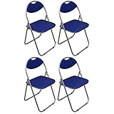 Chaise pliante rembourrée - pour le bureau - bleu - lot de 4