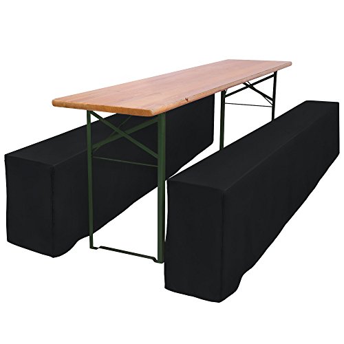 Beautissu® Basic L Bierbank-Hussen & Biertisch-Husse 3 tlg Set bodenlang für 70cm breite Festzeltgarnitur Schwarz - 6