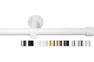 Rollmayer elegant und modern metall Weiß Matt Vorhangstange/Gardinenstange Ø 19mm Rohr (160cm Crux, im Weiß Matt, 1-läufig) verschiedene Größen und Endstücken. Ohne Ringe!