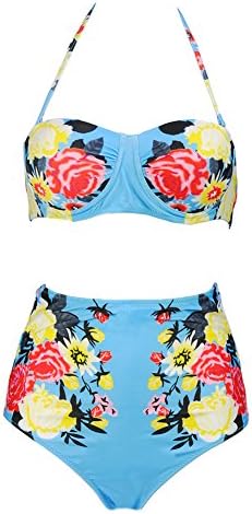 Vilamon Sexy Swimwear Women's High Waisted Halter Neck 2 Piece Swimsuit Bikini Set