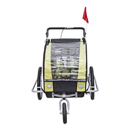 homcom 440-001GN 2 in 1 Fahrradanhänger Jogger 360° Drehbar für Kinder, grün / schwarz - 2