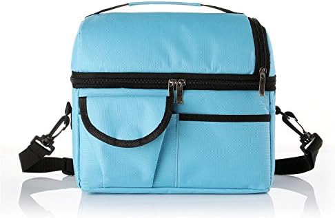 8L PVC Insulated Water-Proof Lining Lunch Camping Box Bag, Cooler Tote Travel Picnic Bag Milk Carring Shoulder Bag (Blue)