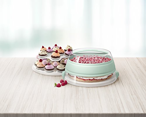 Emsa 514568 Faltbarer Partybutler mit Etagere, Höhe 15.5 cm, Ø 30 cm, Mint/Transparent, myBAKERY Plus - 12