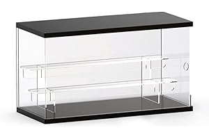 Nynelly 3 Niveaux Vitrine Acrylique Assembler Comptoir Boîte De Rangement Organisateur De Cube, Vitrine Antipoussière pour Funko Pop Figurine Jouets De Collection, Noir, 16" L x 7" W x 8.2" H