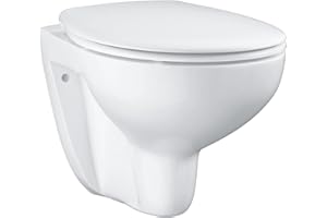 GROHE cuvette et abattant WC suspendu Bau ceramic, sans bride, volume de chasse 3/6 L, porcelaine vitrifiée, finition blanc alpin, 39351000 (Import Allemagne)