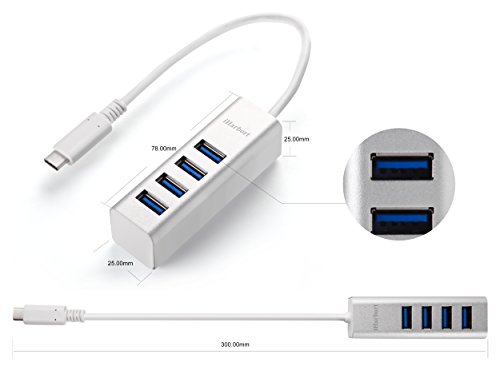 iHarbort USB 3.1 Type C USB-C Typ C auf 4-Port USB 3.0 Hub für die neue MacBook, Chromebook Pixel und andere USB-Typ-C-Gerät, Gold - 3