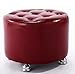 Produktbild CMDDYY Sofa-Hocker Fußhocker, Massive Farbe Rund PU Leder Schuhbank, Schlafzimmer Sitz Couchtisch Hocker Größe 40X40x30cm,Red