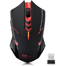 VicTsing 2,4 GHz Maus Schnurlos Kabellos Wireless Optical Mouse Mäuse mit 7 Tasten, 2400 DPI, USB Nano Empfänger - Rot