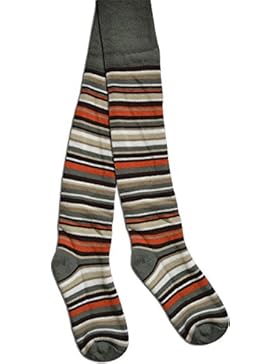 2 Paar Kinder Ringel Thermo Strumpfhose für Jungen und Mädchen in verschiedenen Farben Farbe Khaki Größe 122/128