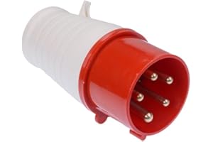 SWITCH ELECTRONICS Red 32A 415V 3P+N+E Industrial Plug 5 Pin IP44 Cable Mount IEC60309-1/2