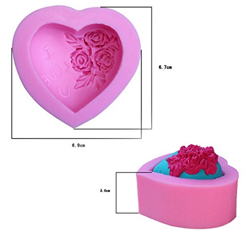 joyliveCY Liebevolles Herz Rose Blumen Silikon Soap FORM Kuchen Sugarcraft Kuchen 3D Mould - 2