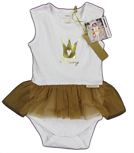 LUNDMYR OF SWEDEN "Royal Wedding - Organic Cotton" baby girls one-piece body suit metallic (white/gold)