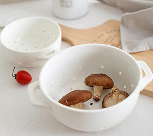 YoHom Seiher Klein Keramik Porzellan Colander Küche Sieb Schüssel für Gemüse Obst Küche Werkzeug, klein, weiß - 8