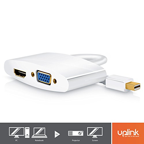 Uplink – Mini DisplayPort zu VGA / HDMI-Adapter (Konverter) | 2in1 Videoadapter | PC + MAC | HDTV / 1080p (Full HD) | vergoldete Kontakte | Hochglanz - 3