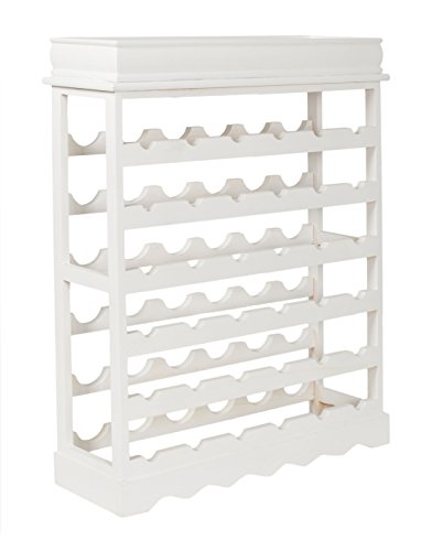 ts-ideen Weinregal Weiß für 36 Flaschen Flaschenregal weißes Holz Wein Regal Board
