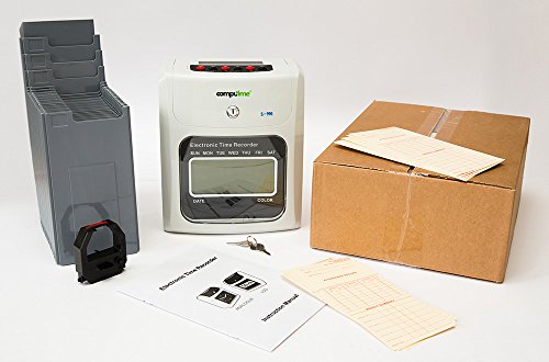 The S-990 clocking in system premium pack is a bundle which includes S-990 Clocking in Machine, 25 Slot Card Rack, a full box of 500 Monthly Clock Cards, a free Ink Ribbon Cartridge and an additional replacement Ink Ribbon Cartridge. The clocking in machine is dispatched fully configured and ready to use straight from the box.