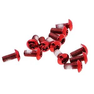 MAXBELL 12 Pieces Mountain Bicycle Cycling Bike Brake Rotor Disc Screws Bolts Red