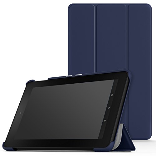 MoKo Fire 7 2015 Hülle - Ultra Slim Lightweight Schutzhülle Smart Cover Case mit Standfunktion für Amazon Fire 7.0 Zoll (5. Generation - 2015 Modell) Tablet, Marineblau
