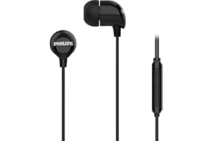PHILIPS Audio TAE1159BK/00 in-Ear Wired Earphones with C-Type Jack, 10mm Drivers, Inline Mic, Powerful Bass and Clear Sound,